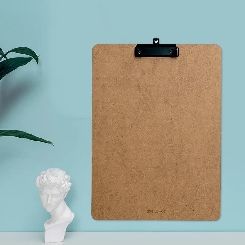 Планшет для бумаги формата А4 MDF, цвет зажима: черный, 32*23,5*0,4